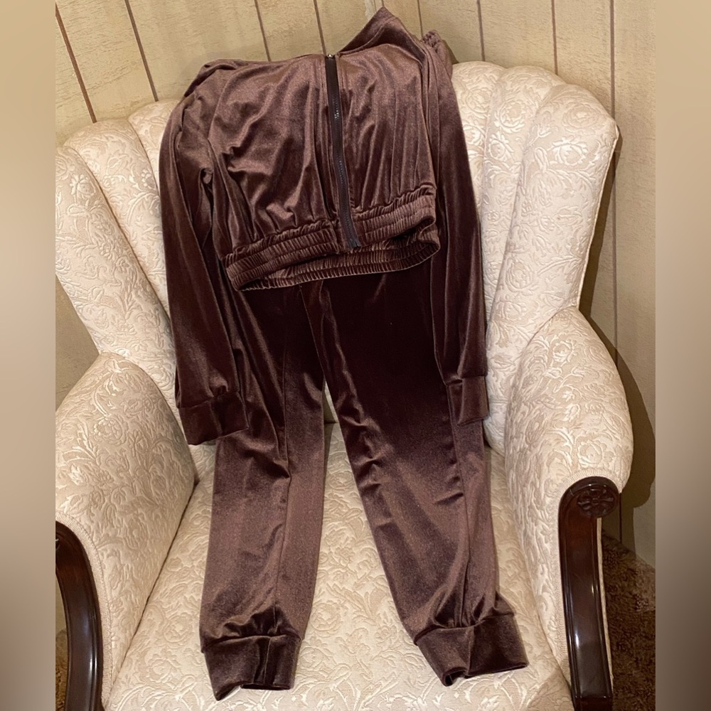 EUC | Brown Velvet Track Suit